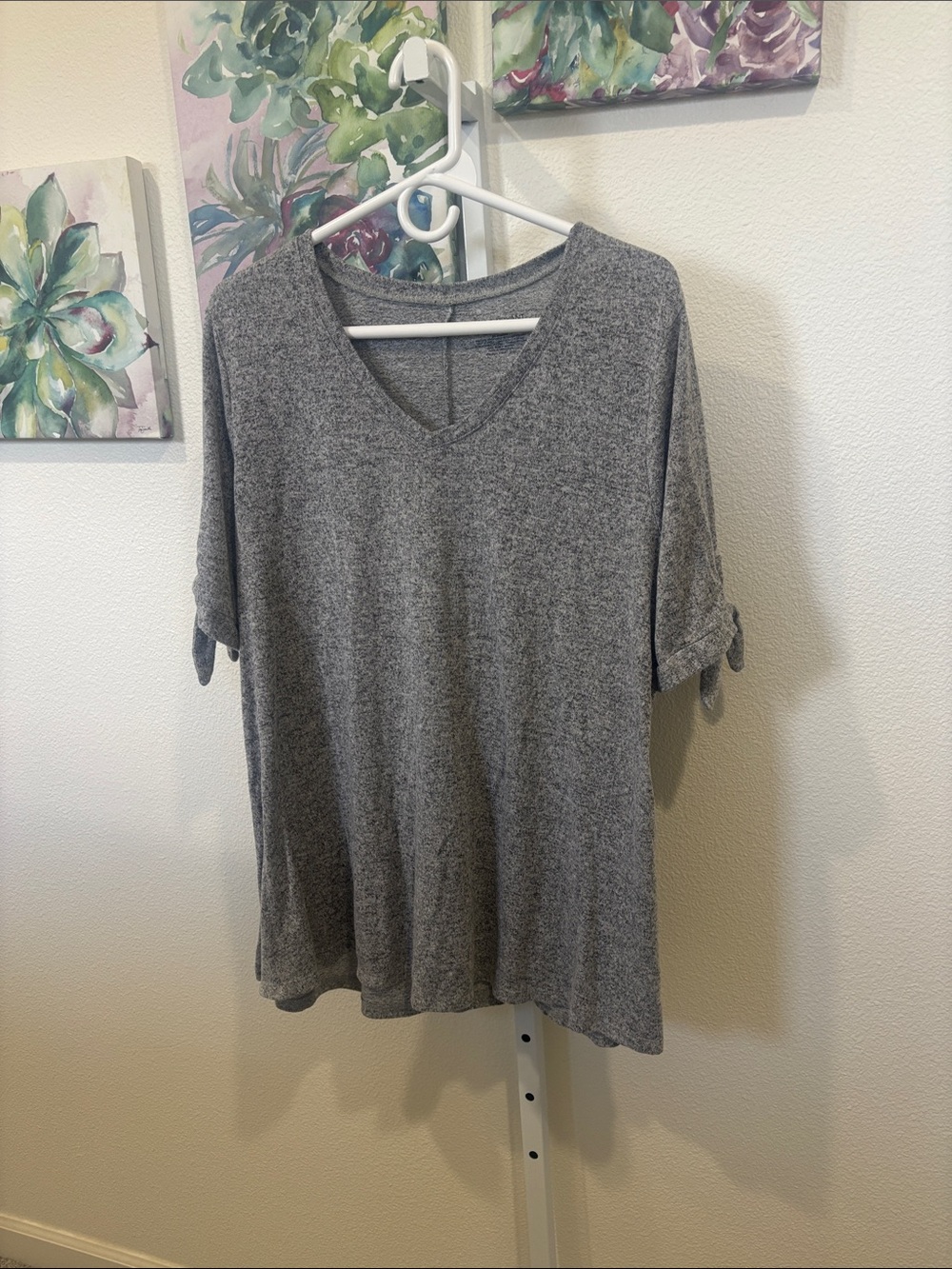 Lane Bryant Heather Gray V-Neck Short Sleeve Tee 14/16